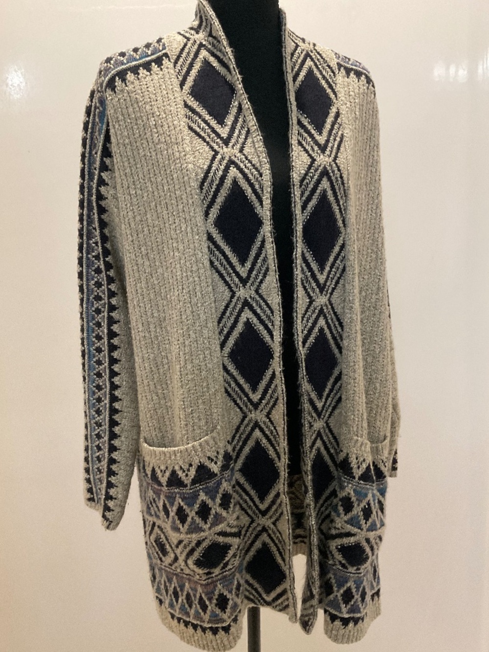 Lucky Brand Aztec/Southwestern open-front knit cardigan sweater